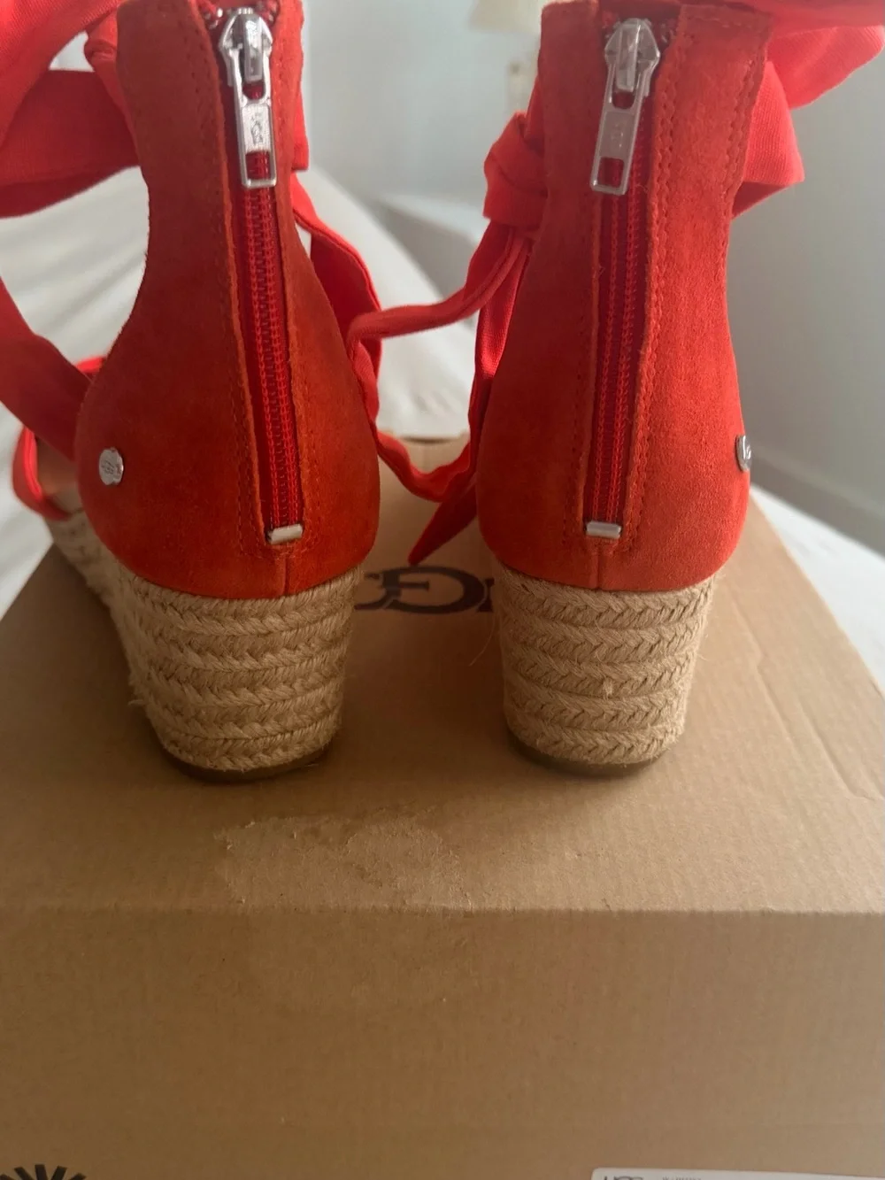 NEW UGG Yarrow Fire Orange Espadrille Wedge Sandals Women’s Size 10 EU 41